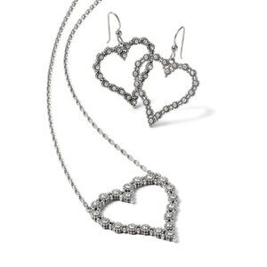 Brighton Twinkle Splendor Heart Necklace & French Wire Earrings NWT $136